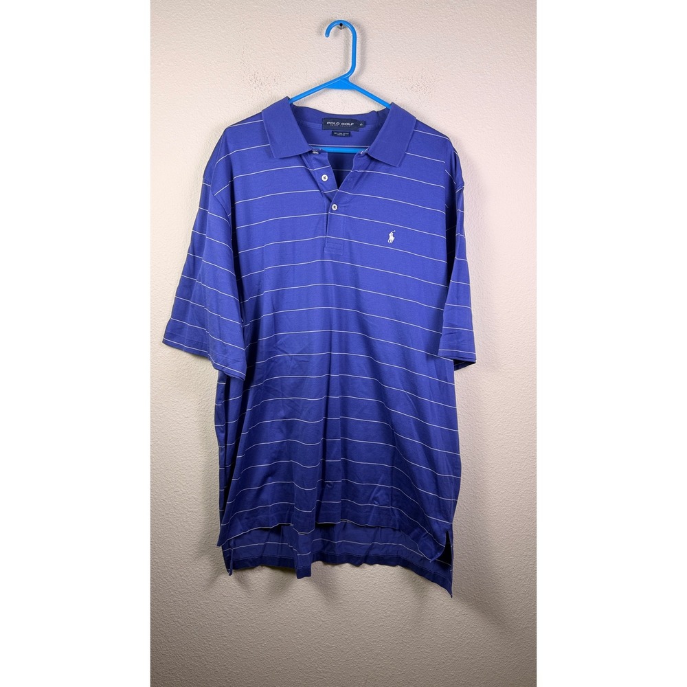 Polo Golf Ralph Lauren Shirt XL Mens Blue Purple Striped Pima‎ Cotton Polo